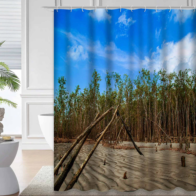 Rideau de douche à 12 crochets Coastal Beach Forest, L 72 po x l 84 po