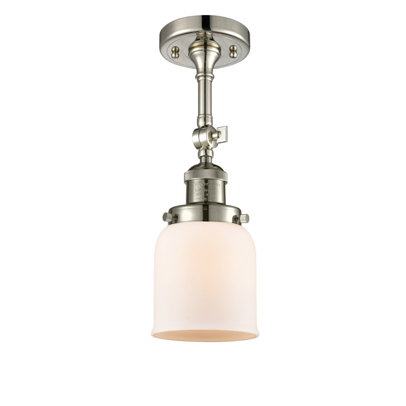 Applique murale 1 lumière 8 po Bell, Boîtier blanc mat, Ampoule à DEL rétro de 6 watts, Nickel poli