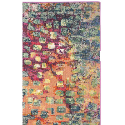 Isabea Abstract Pink/Green/Yellow Area Rug