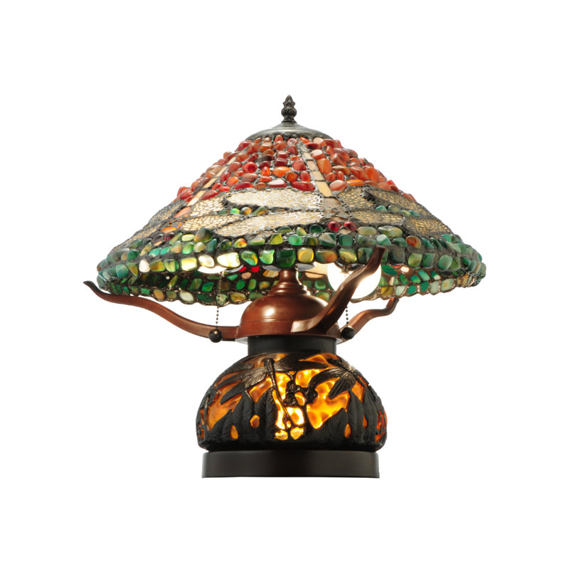 16.5" High Dragonfly Polished Agata W/Lighted Base Table Lamp