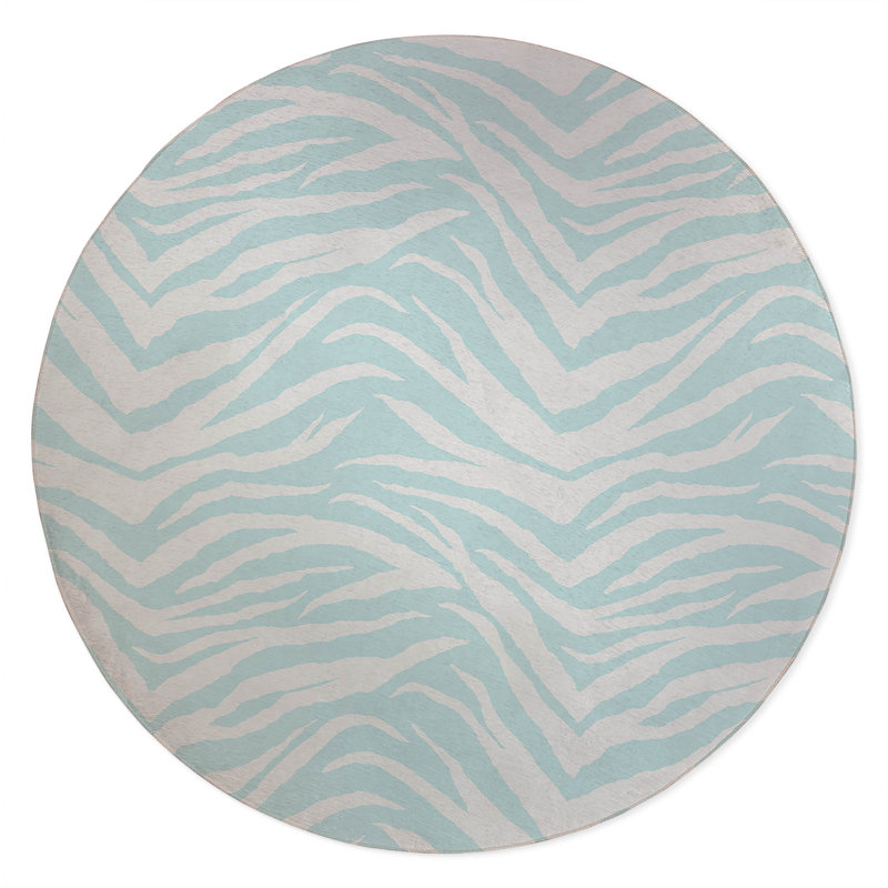 Zebra Patch Non-Slip Outdoor Rug, Round 5'