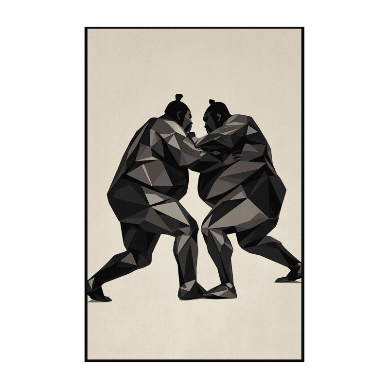 Machine Washable Aust Sumo Wrestlers Modern Geometric Rug in Beige – Black Binding, 2x5