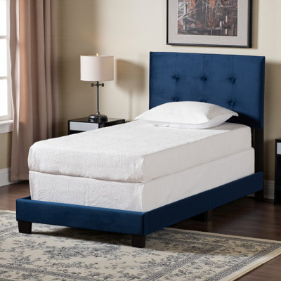 Emily upholstered panel bed in velvet fabric by Mercer41