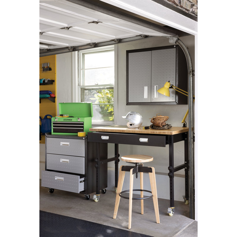 Fortress 30" H x 30" W x 12.5" D Modern Floating Metal Garage Storage Cabinet in Dark Gray, Gray/Black