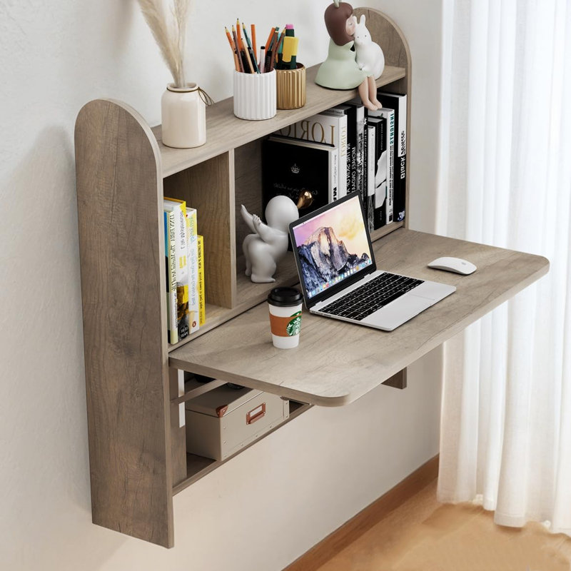 Bureau flottant rectangulaire avec armoire Laylind, Gray