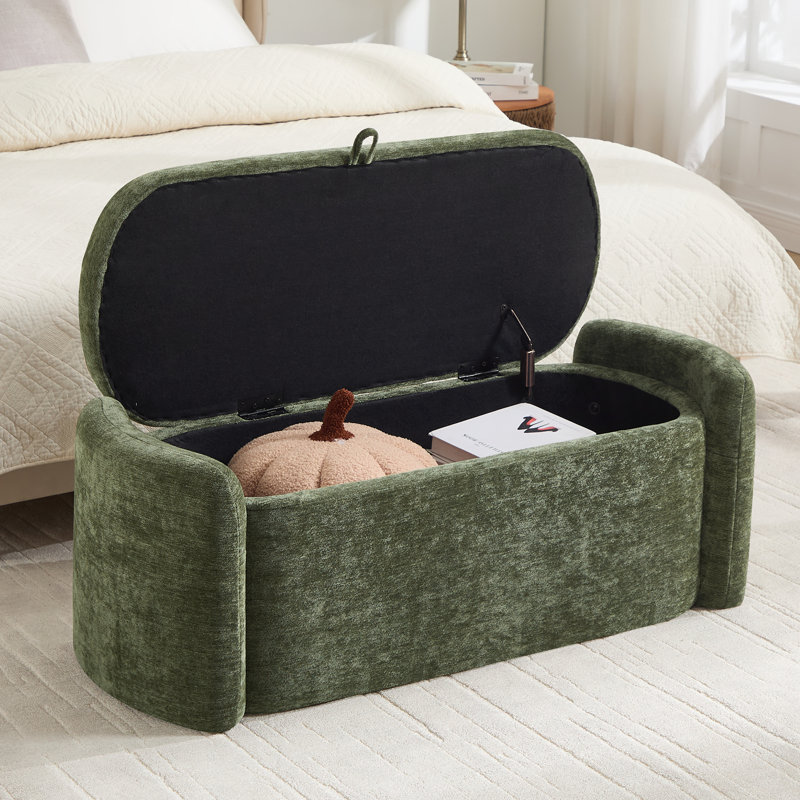 Banc de rangement avec repose-pieds et espace de rangement pour petits espaces, Vert