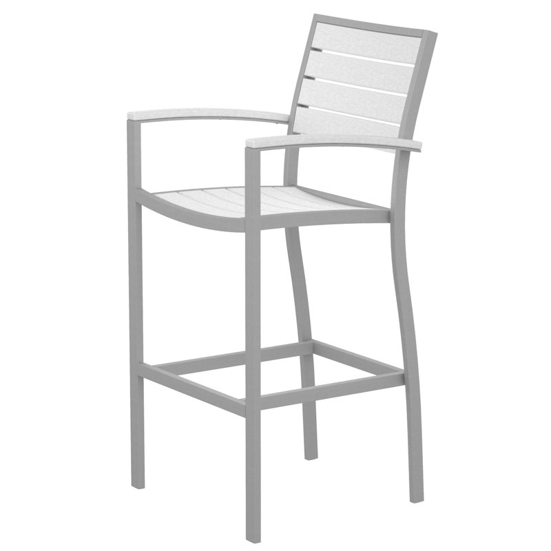 Chaise avec accoudoirs de bar POLYWOOD Euro, Blanc, Blanc