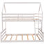 Lit simple superposé au dessus d'un lit double blanc avec style maison et solution peu encombrante, option séparée, garde-corps, installation rapide