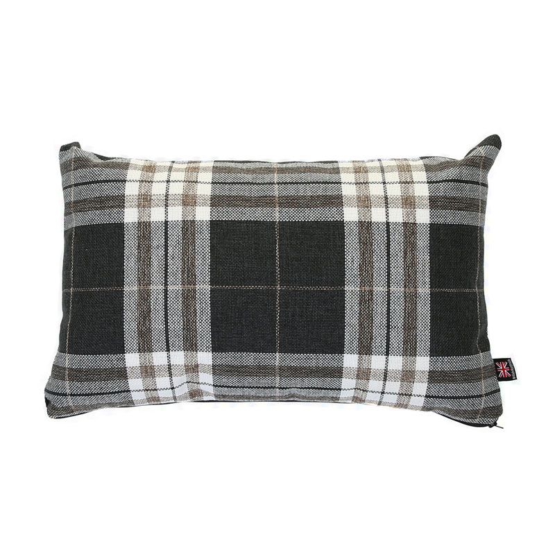 Chagnon Plaid Square Cushion, Black, 30cm x 50cm