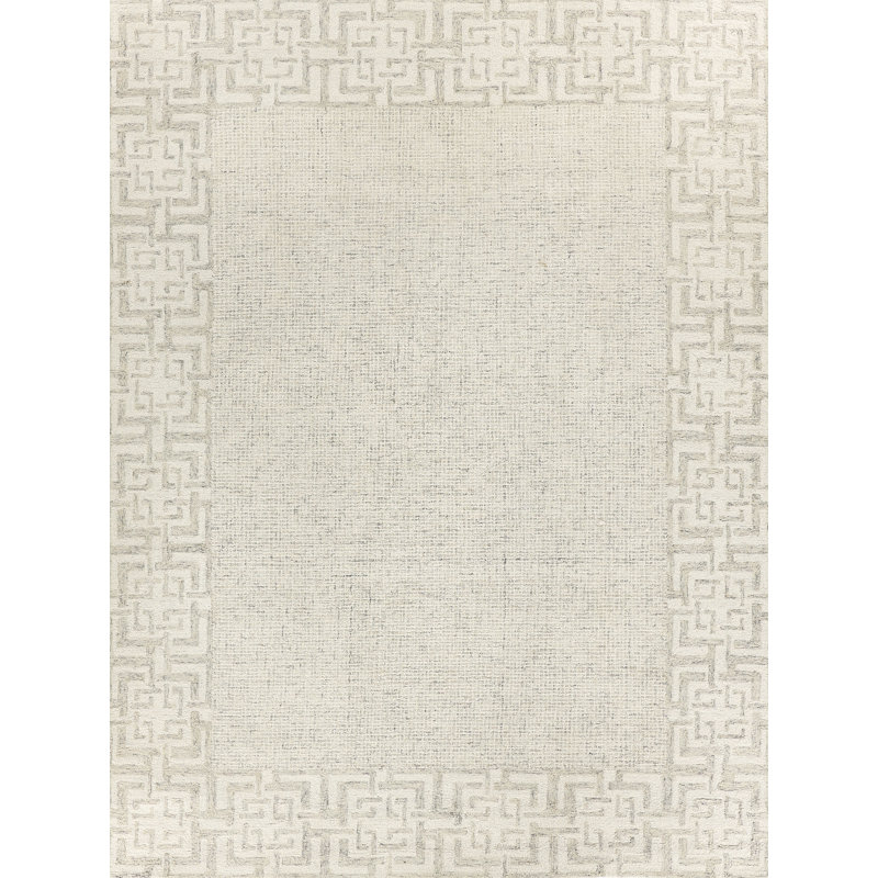 Caprice Oriental Handmade Wool Aqua Area Rug, Taupe/Ivory, Rectangle 12' x 15'