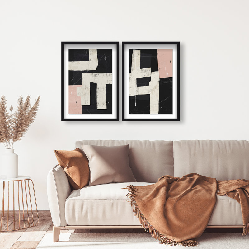 Placed together set Shadowbox Abstract Print by Oliver Gal, Black Frame, 10 x 15, 21.5"H x 31.5"W, Black Shadowbox