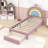 Upholstered Platform Bed with Storage Drawer and Rainbow Design Headboard-1334891710