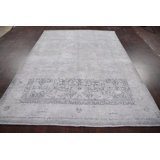 Tapis décoratif en laine de conception unique noué à la main des années 1960 gris Tabriz 6 pi 6 po x 9 pi 4 po