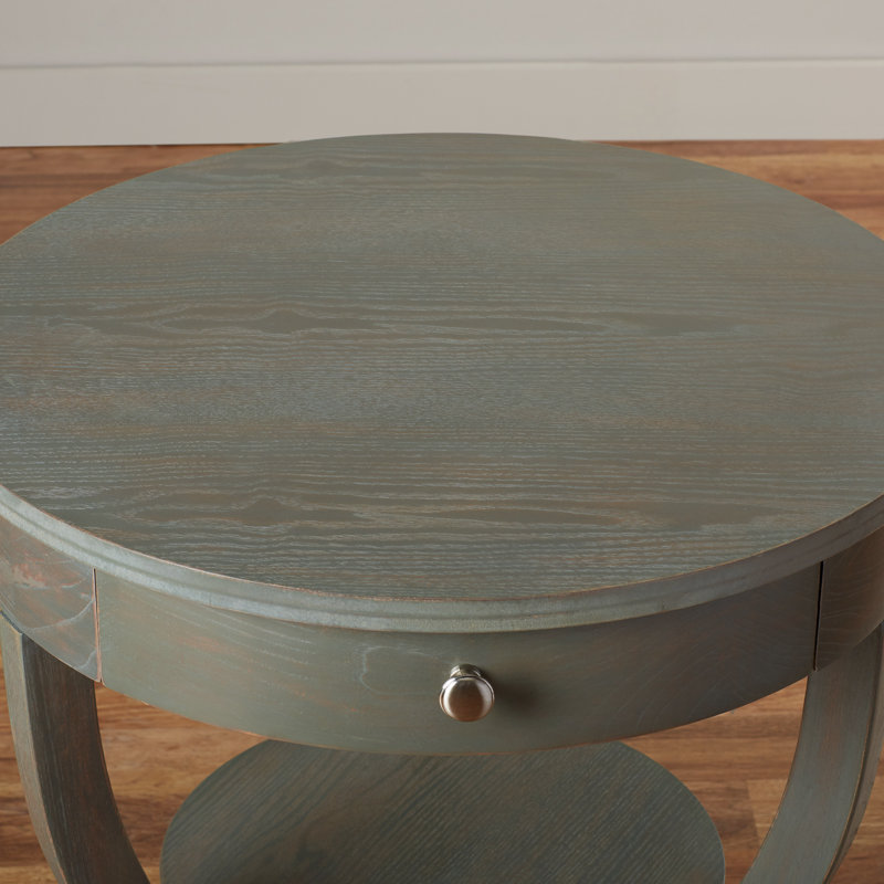 Joanna Solid Wood Top End Table with Storage, French Gray