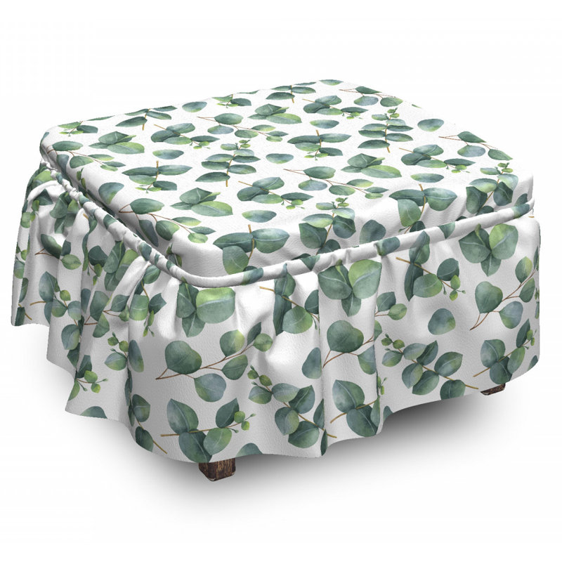 Ensemble de housse pour repose-pieds à coussins carrés de boîte 2 pièces leaf eucalyptus art