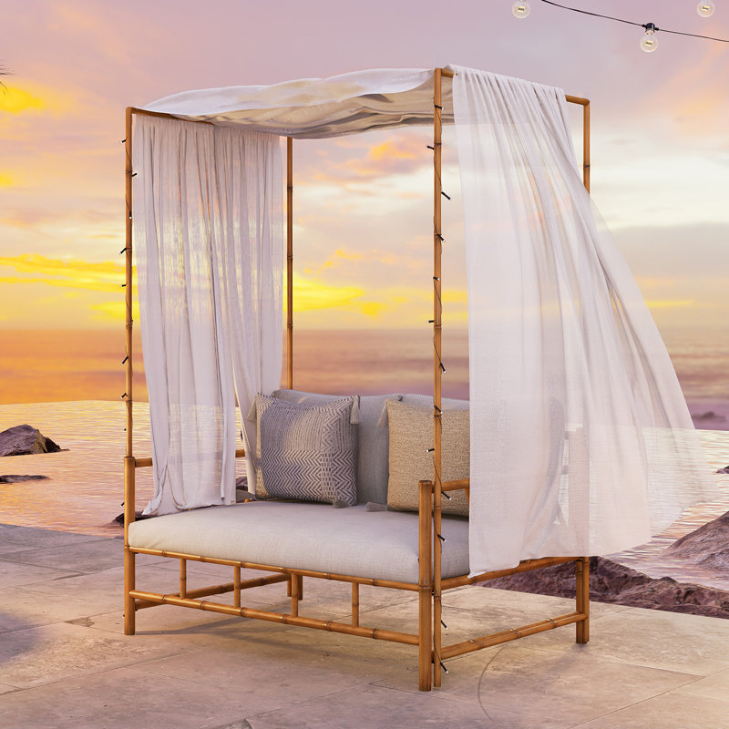 Pinellas 53'' Metal Outdoor Canopy Loveseat with Cushions