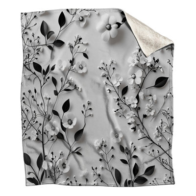 Floral Fleece Throw Blanket Nature Throws for Sofas or Beds