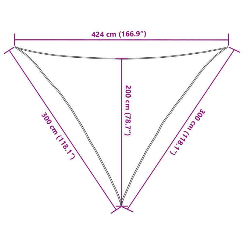 Camen 100% Polyester Oxford 3m x 4.24m Triangle Shade Sail, Light Grey