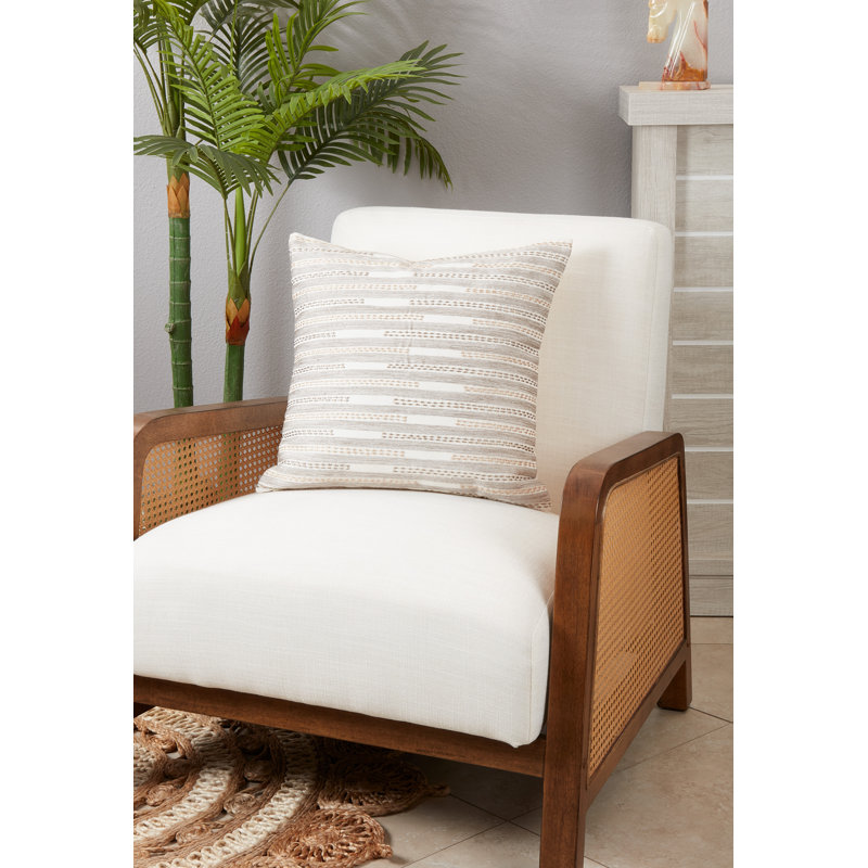 Ivory and Beige Stitched Stripe Cotton Euro Pillow Cover
