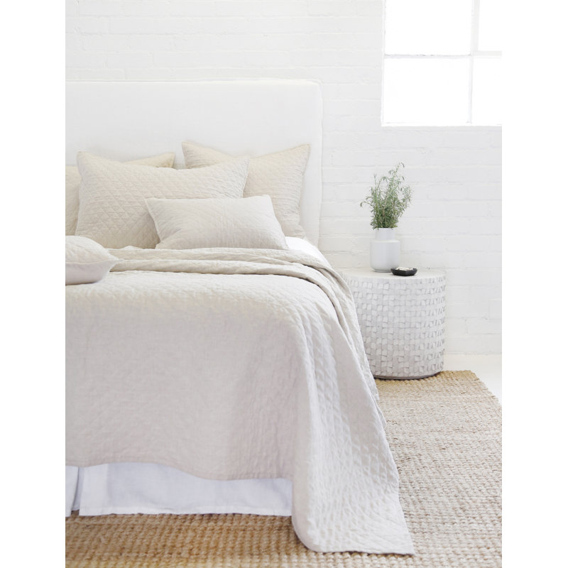 Hampton Modern & Contemporary Linen Coverlet, Flax, Queen Coverlet + 2 Standard Shams