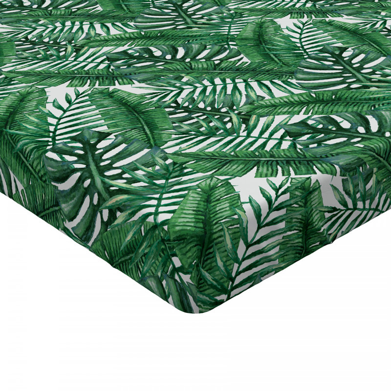 Microfiber Floral Fitted Sheet, Green Floral, Twin Fitted Sheet