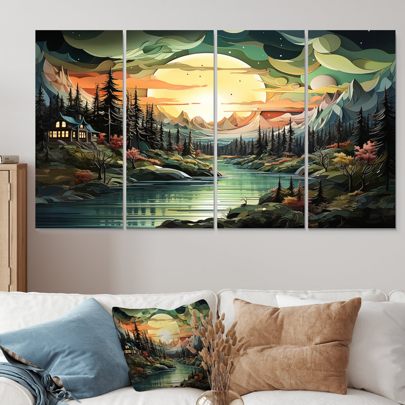 Ensemble de décoration murale 4 pièces Mountain Forest, H 28 po x l 48 po