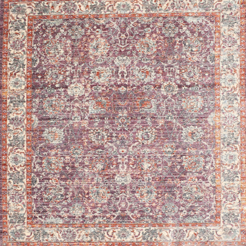 Tapis décoratif rose oriental Kaylah, Rond 5 pi