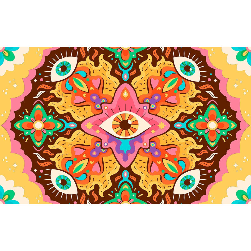 Premium Peel & Stick Wall Mural - Psychedelic Pattern, 120" W x 96" L