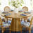 47.24" Round Solid Wood Dining Table With Trumpet-Shaped Base For Kitchen, Dining Room