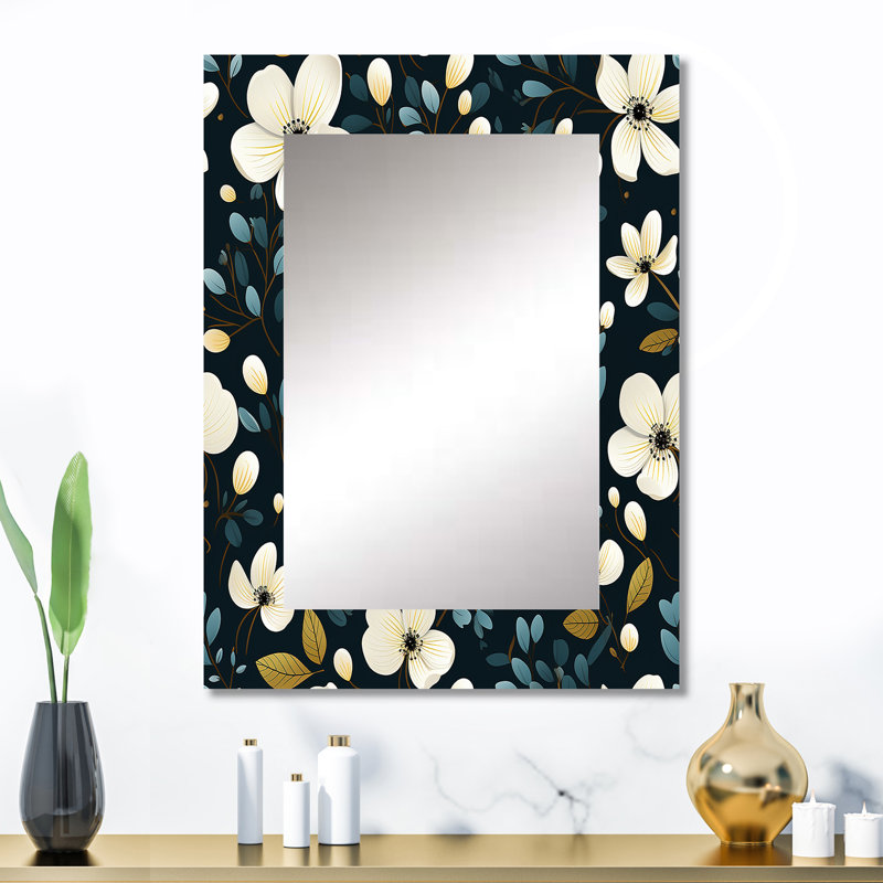 Minimaliste beauté motif floral - miroir mural floral, 32 po x 24 po