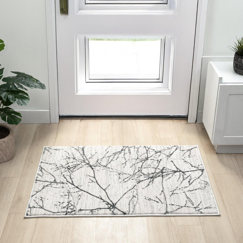 Tapis moderne moderne à motif abstrait, Gris, Rectangle 2 pi x 3 pi