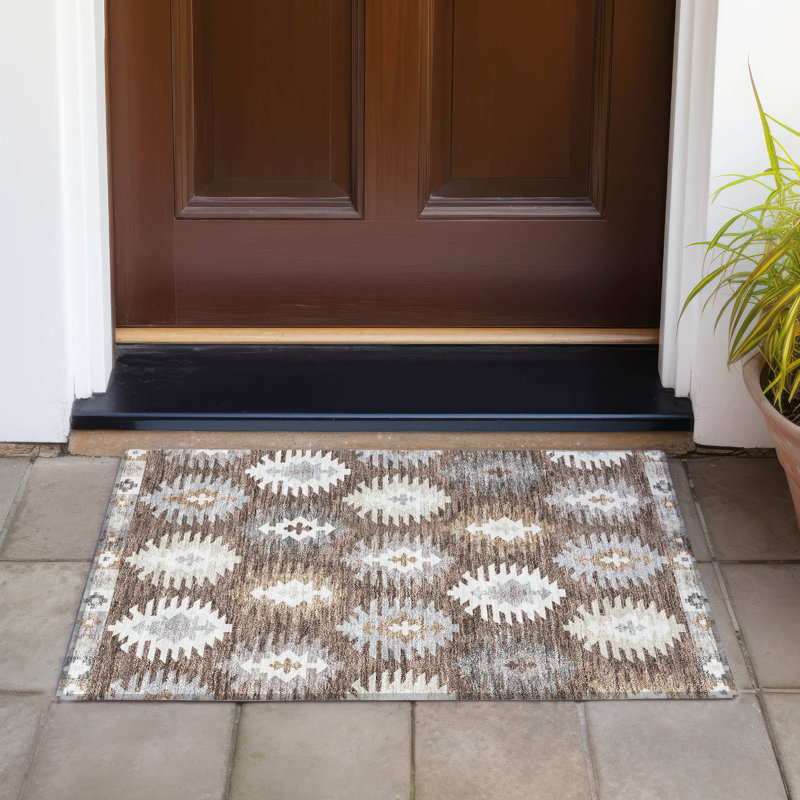 Chayden Washable Ikat Indoor / Outdoor Rug, Rectangle 1'8" x 2'6"