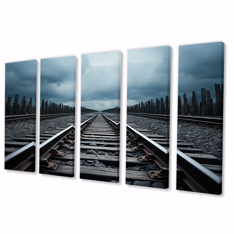 Train Minimalist Tracks II sur toile, reproduction de 5 pièces