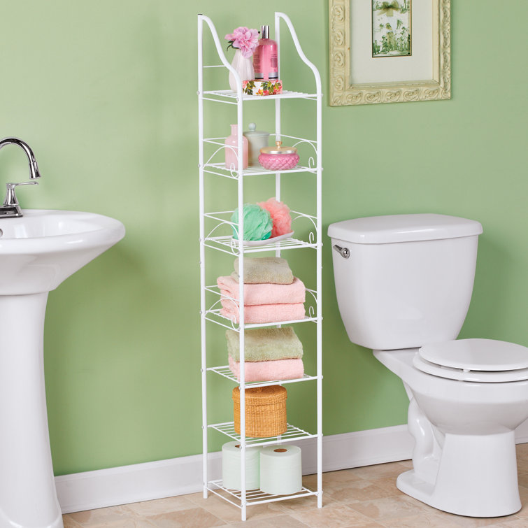 Metal 3-Shelf Toilet Storage Rack Bathroom Freestanding Storage Over Toilet  pink