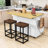 Nels 3-Piece Wooden Kitchen Island Set, Kitchen Island with Drop Leaf, Storage Cabinet and 2 Stools-2063413552