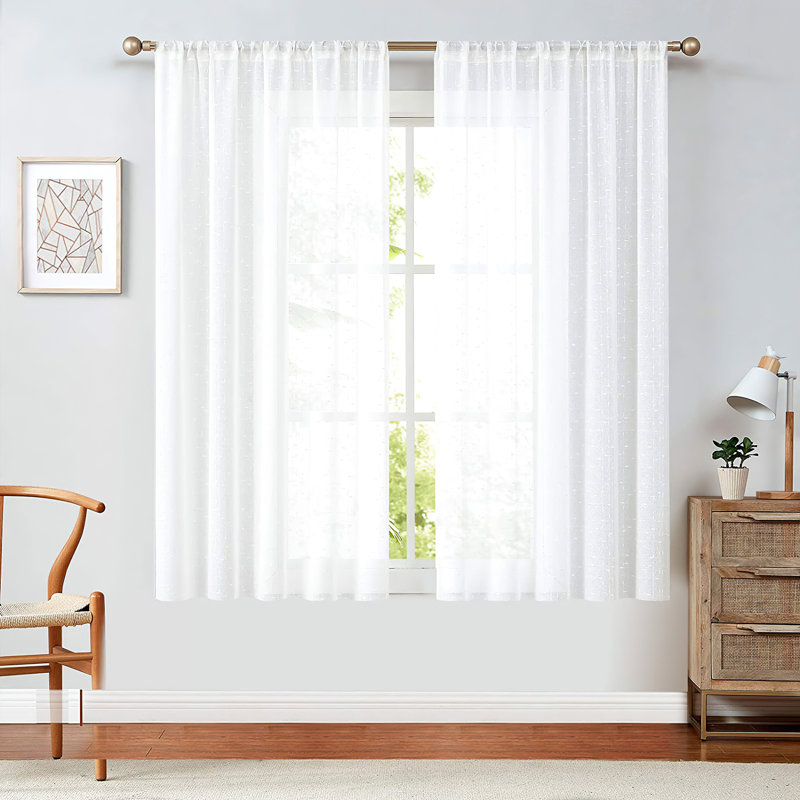 Voilage pour rideaux, Blanc, l 52" x L 63"