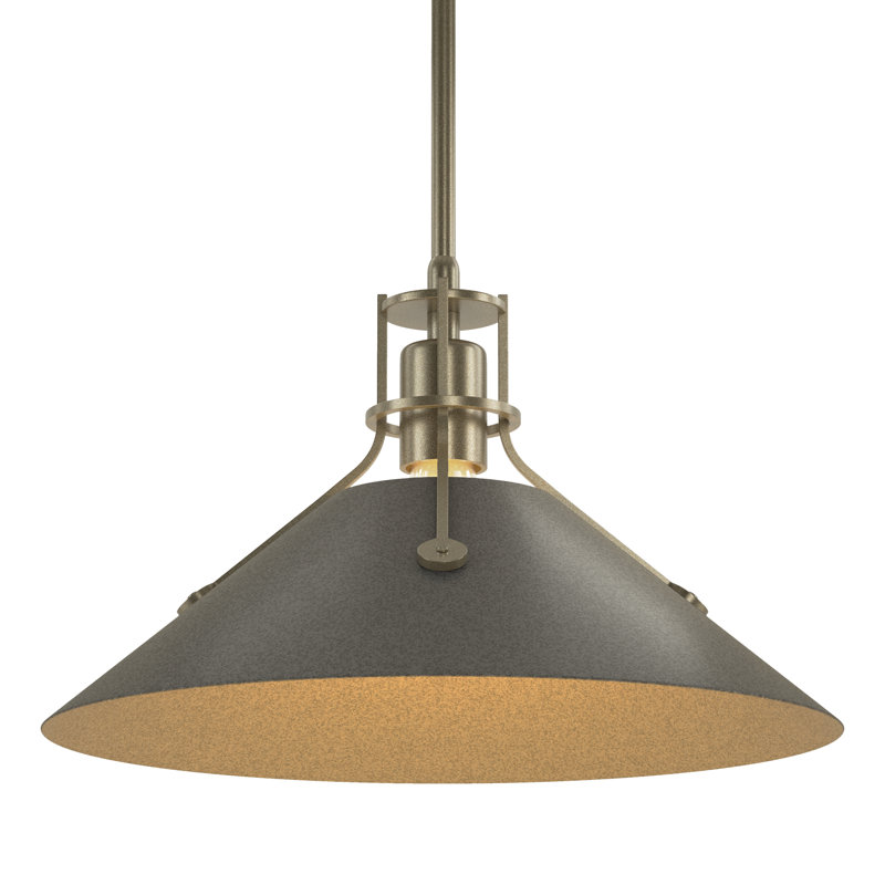 Luminaire suspendu conique à 1 lumière Henry, Fer naturel, Or doux, H 56,3 po x l 14,4 po x P 14,4 po