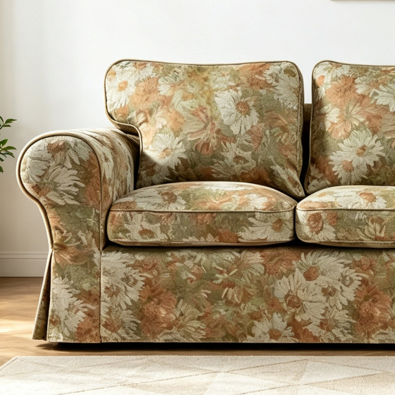 Canapé en tissu American Country-Style Creative, L 78,74 po, Tissu vert
