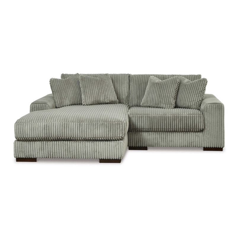 Upholstered L-Shaped Sectional, Left Hand Facing, Ivory Corduroy