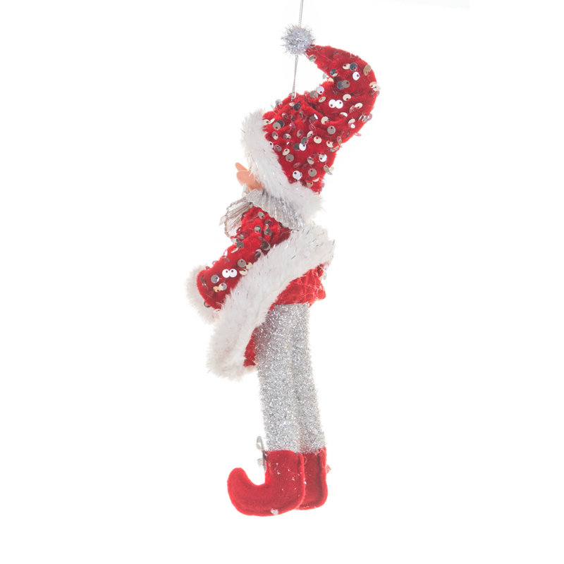Elfe rouge souriant suspendu