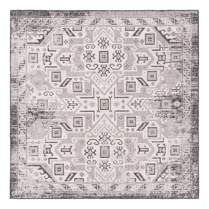 Tapis intérieur / extérieur bleu Alucard Southwestern, Carré 7 pi 10 po