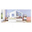 Lit House avec canapé, lit plateforme pour enfants avec deux tiroirs et tablette de rangement-1456249274