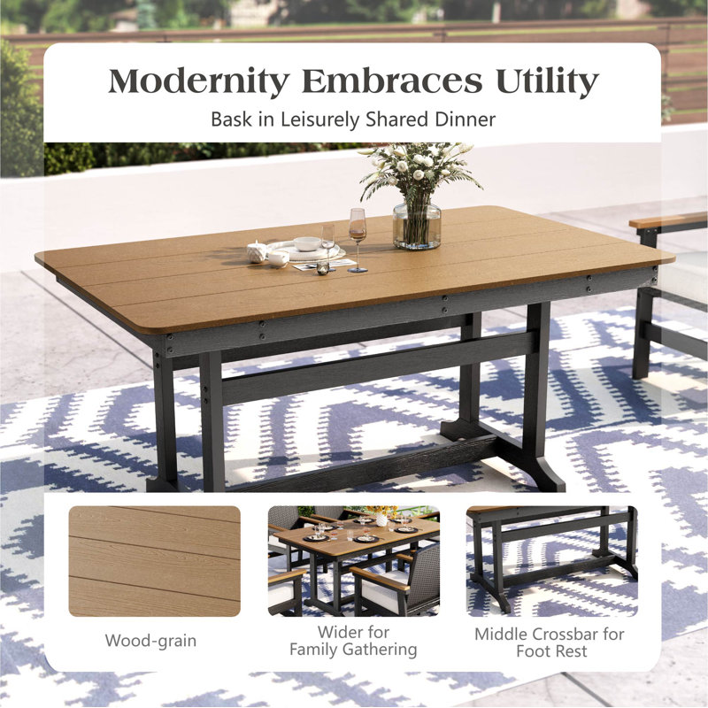 Rectangular 162.6Cm L Outdoor Dining Table