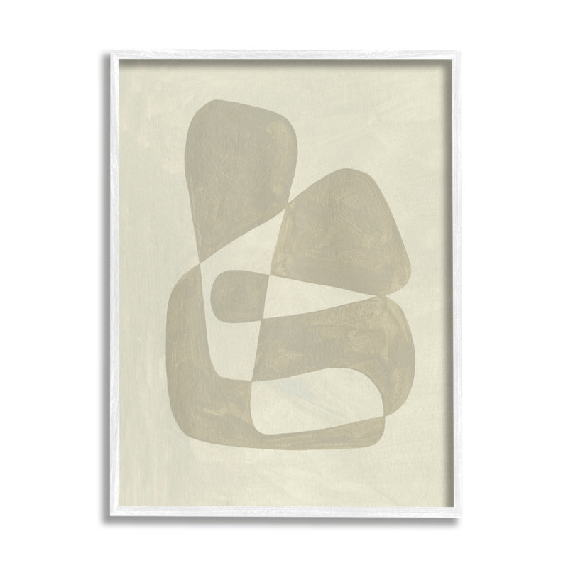 Abstrait minimaliste contrastant avec des tons de lignes beige brun clair, estampe numérique encadrée, art texturé par Emma Caroline