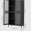 Armoire de rangement classique en métal avec 4 portes en verre et 4 tablettes indépendantes, armoire latérale