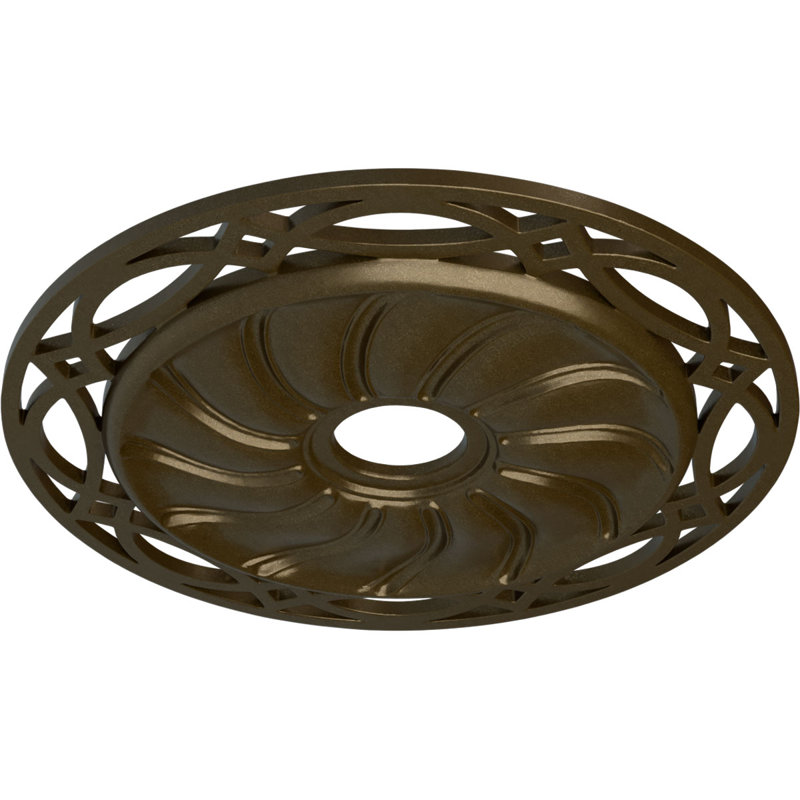 Médaillon de plafond Endurathane Loera, DE 26 5/8 po x P 4 1/2 po x P 1 3/8 po (convient aux auvents jusqu'à 6 1/4 po), fini laiton peint à la main