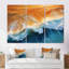 Bleu et orange, vue aérienne de plage rétro IV - art mural plage-1183168320-1183168326