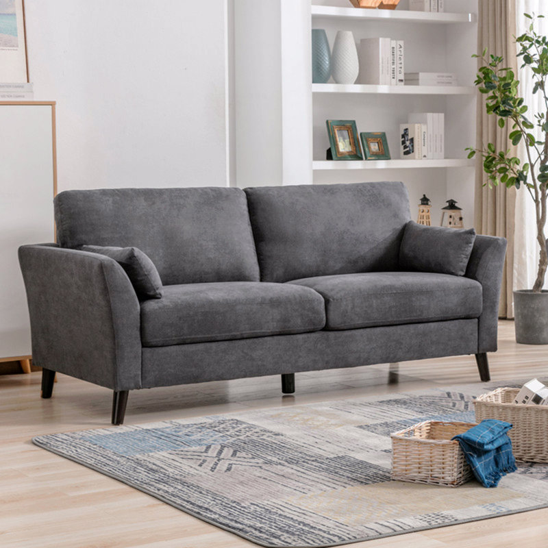 Canapé 77 po en tissu tissé gris, Gris
