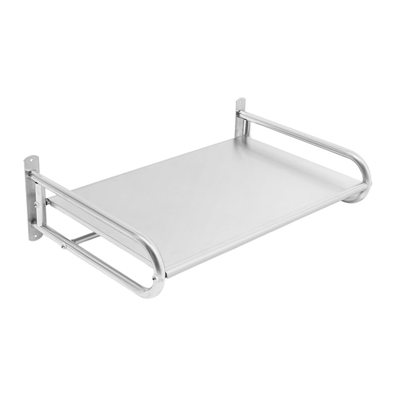 Stainless Steel Wall-Mounted Microwave Shelf With Hooks Holds 44 Lbs, Fits Most Kitchens, Modern Space-Saving Organizer