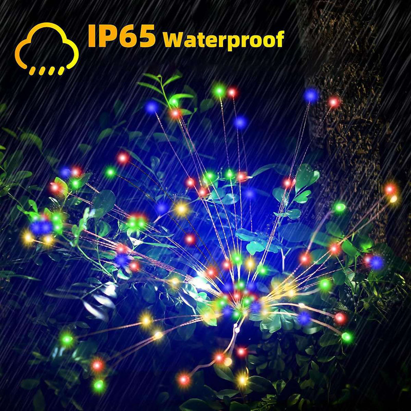 Colorful Solar Powered 120 LED Firework Garden Lights